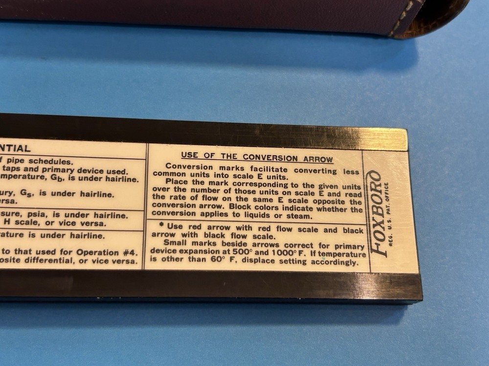 Foxboro Flow Slide Rule In Leather Case
