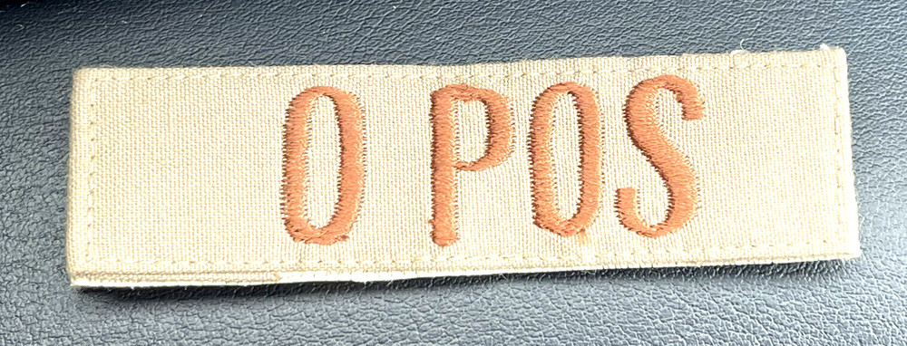 O POS Military Patch Blood Type O Positive Patch Tan