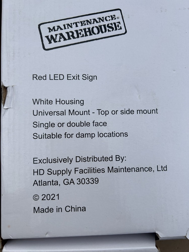 Red LED Energy Efficient Exit Sign AC/DC Battery Backup Universal Mount New