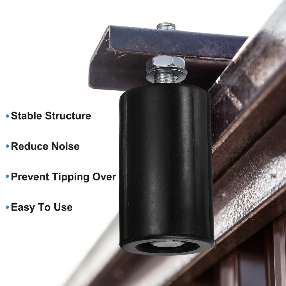 4Pcs Slide Gate Guide Roller 1.7" Nylon Sliding Gate Support Assembly Black