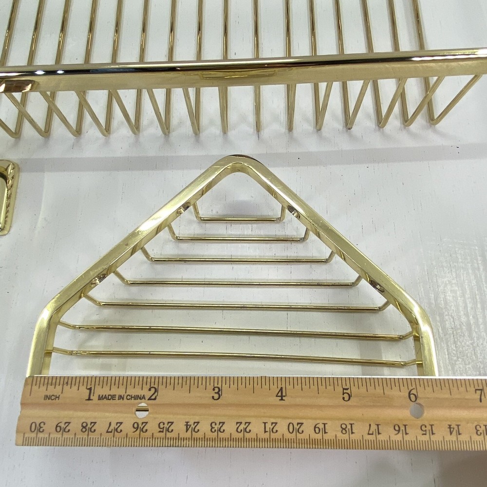 Deltana Solid Brass Wire Long / Corner Bath Shower Basket Set Bathroom Decor