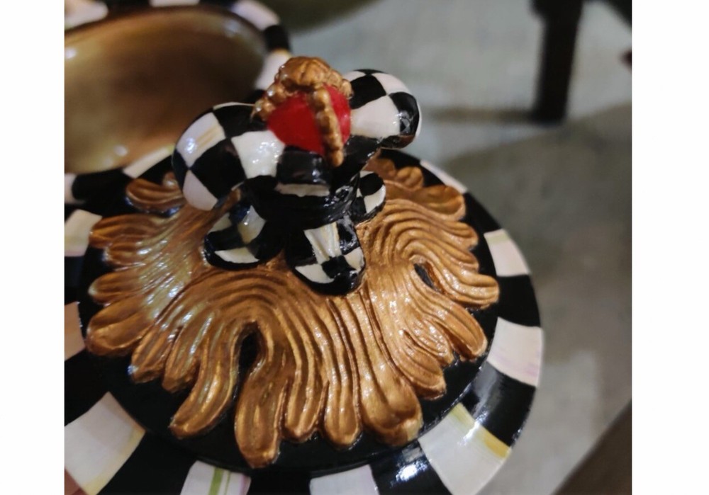 Black And White Checkered Sugar Bowl