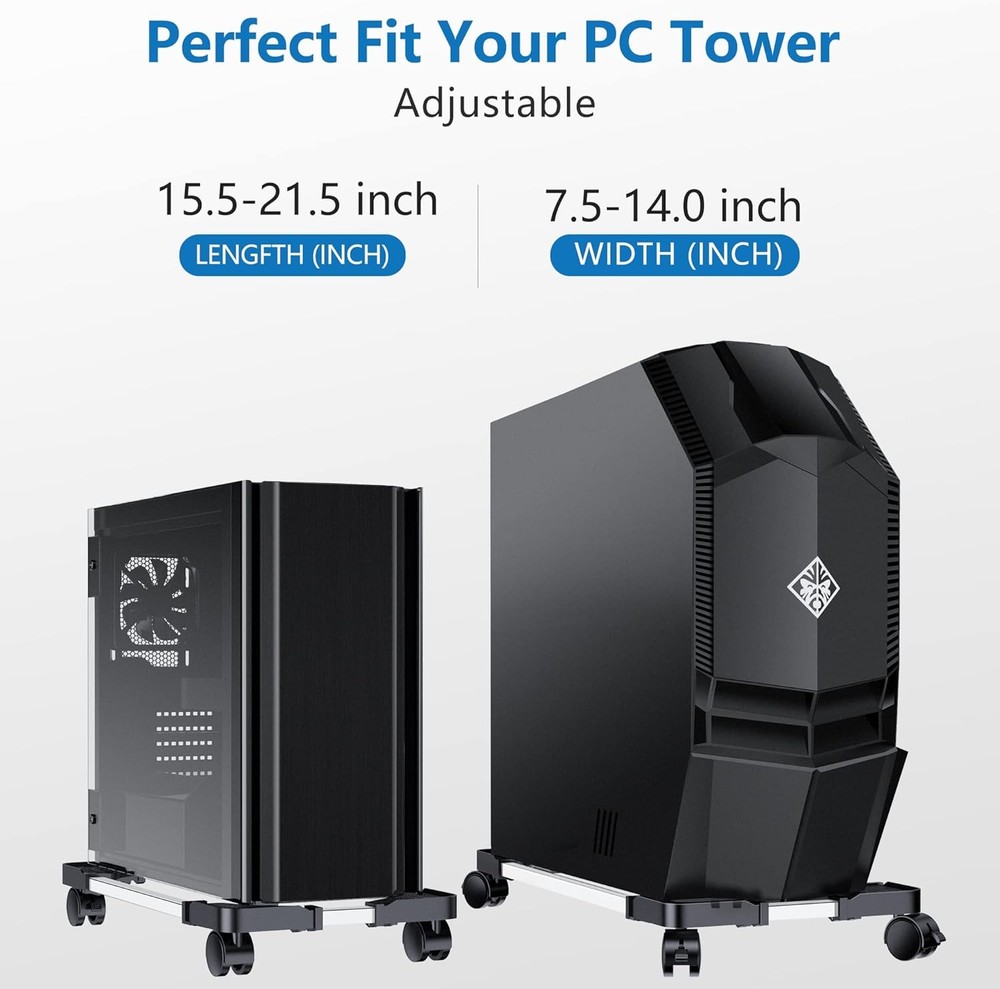 Computer Tower Stand - Adjustable PC for Most Desktop Towers - Black