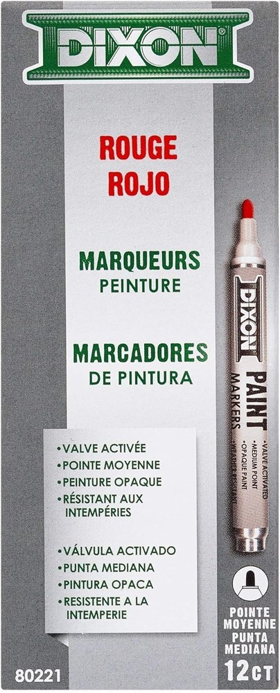 Oil-Based Red Markers, Medium Tip, 12-Pack