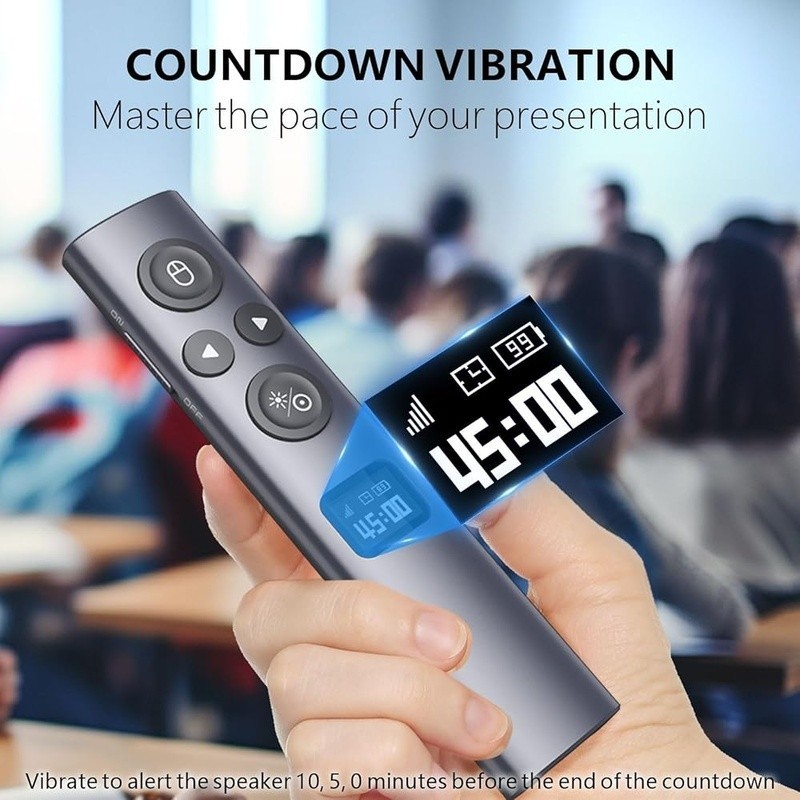 Wireless Presenter W/ Countdown Vibration OLED Display PowerPoint Control Tool