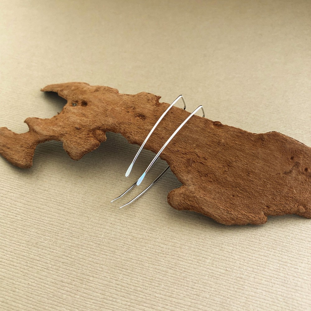 Hammered Earring Hook Sterling Silver, Threader Earring Hook Sterling Silver