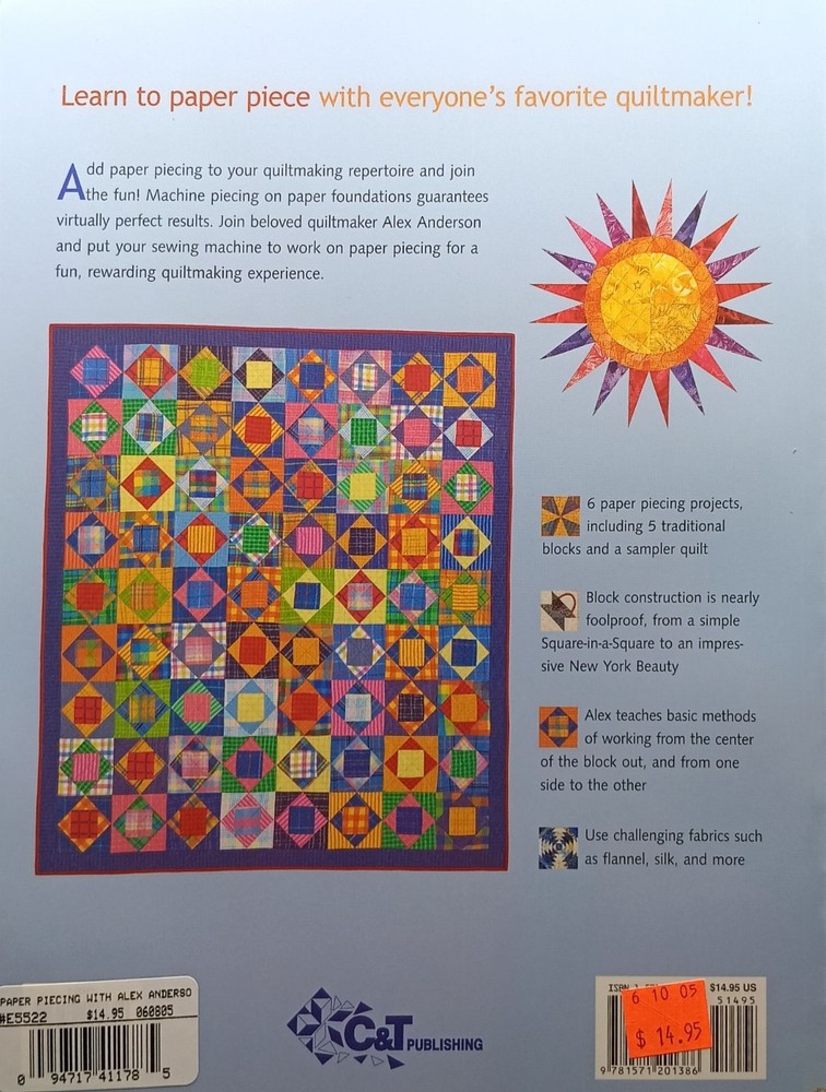 Paper Piecing With Alex Anderson Quilting Book - Tips Techniques & Projects