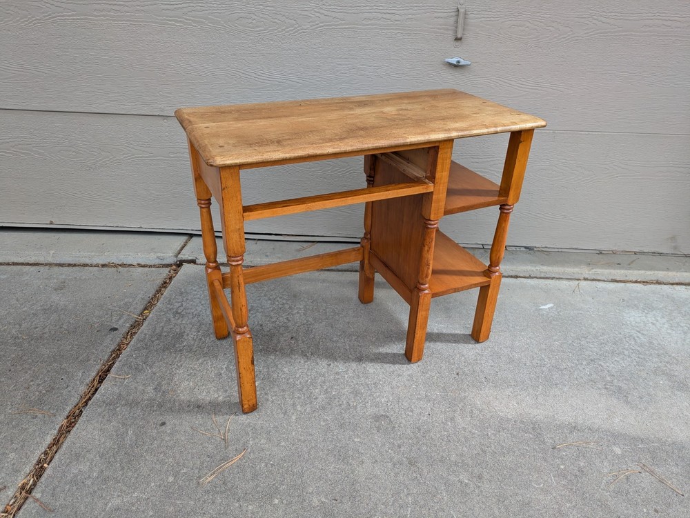 Vintage Rustic Country Colonial Solid Maple Wood Writing Desk Table Shaker