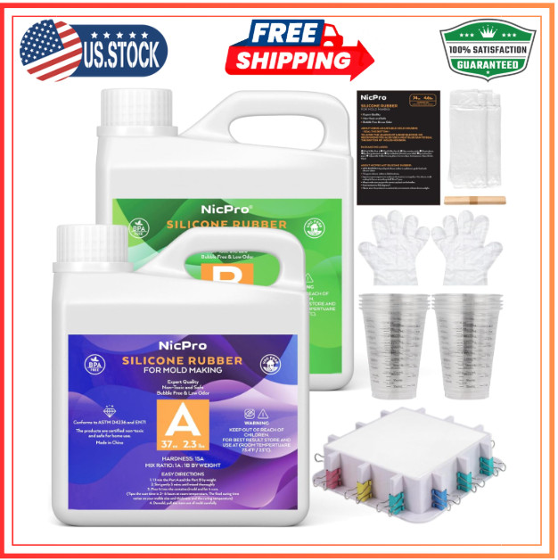 Nicpro 74oz Silicone Mold Making Kit, 15A Platinum Liquid Rubber for DIY Casting