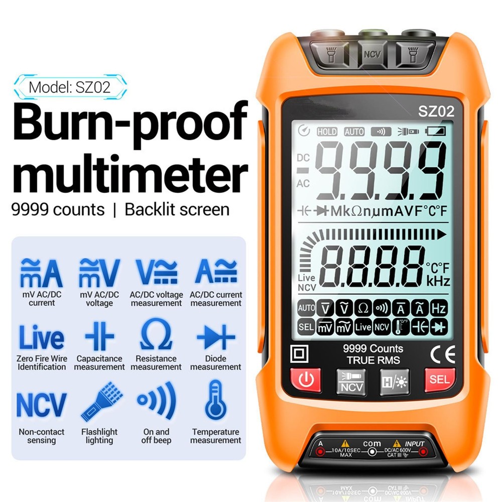 SZ02 Digital Multimeter 9999 Counts True RMS Auto Electrical Capacitance Meter//