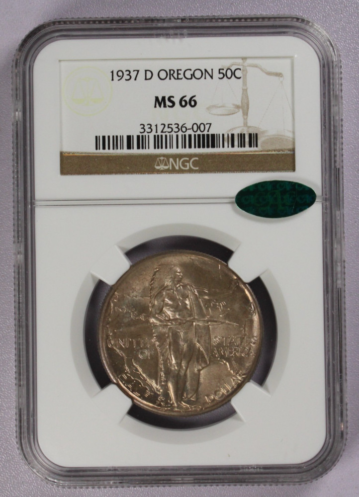 1937-D Oregon Commemorative Half Dollar 50c PCGS MS66 CAC