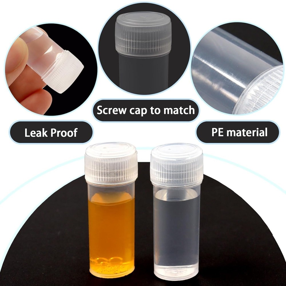 100Pcs 7ml Plastic Empty Sample Bottles Mini Vials Small Items Storage Container