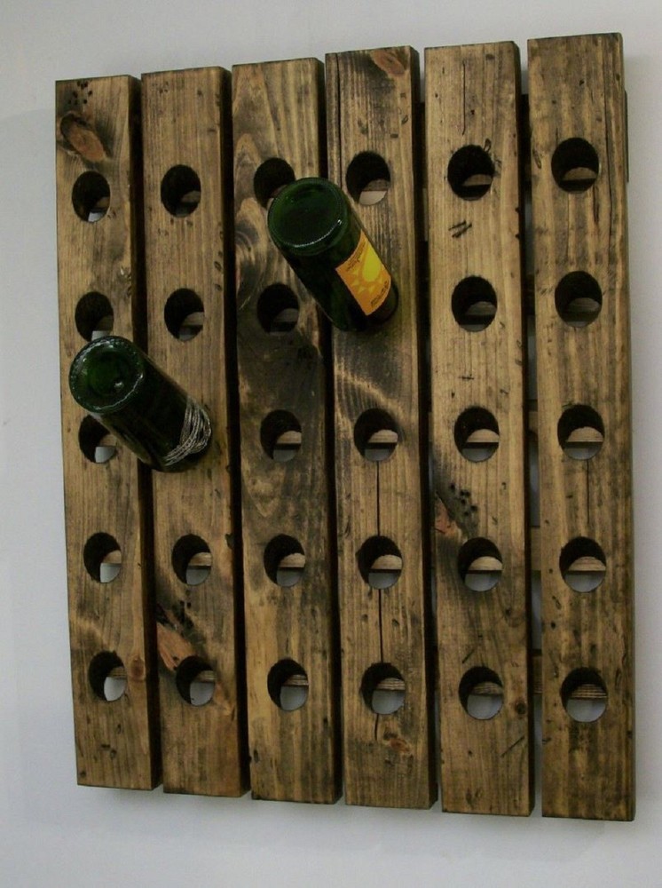 Wine Rack Wood Wall Mounted Riddling Rack Rustic and Distressed