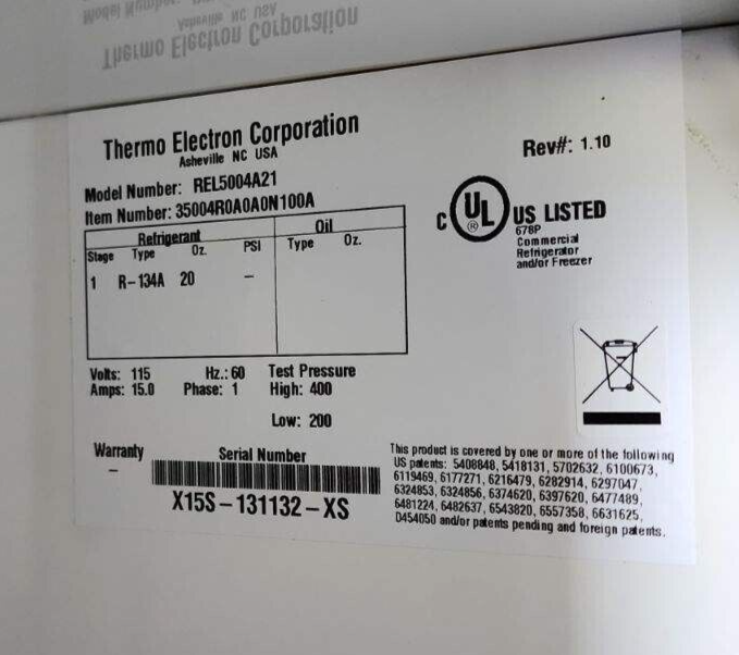 Thermo Electron REL5004A21 - General-purpose, laboratory, two-door Refrigerator