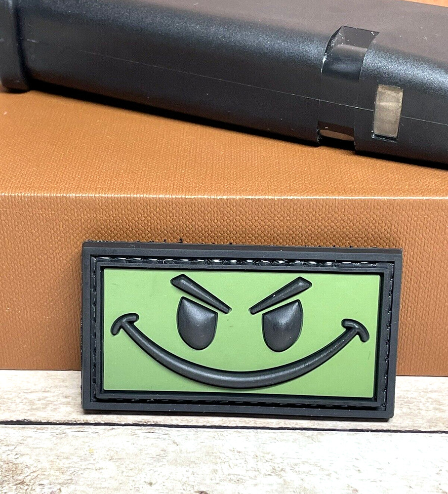 Tactical PVC Patch - Evil Smiley Face Patch -  Morale Funny Happy Face Patch