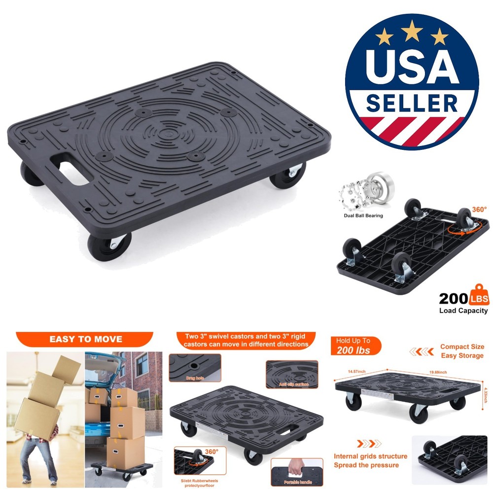 Lightweight Moving Dolly with Non-Slip Surface & 4 Wheels for Easy Maneuvering