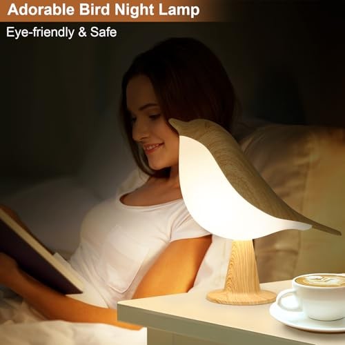 2 Pack Bird Table Lamp, Small Desk Lamp Cordless Touch Bird Lamp*2Pack (Maple)