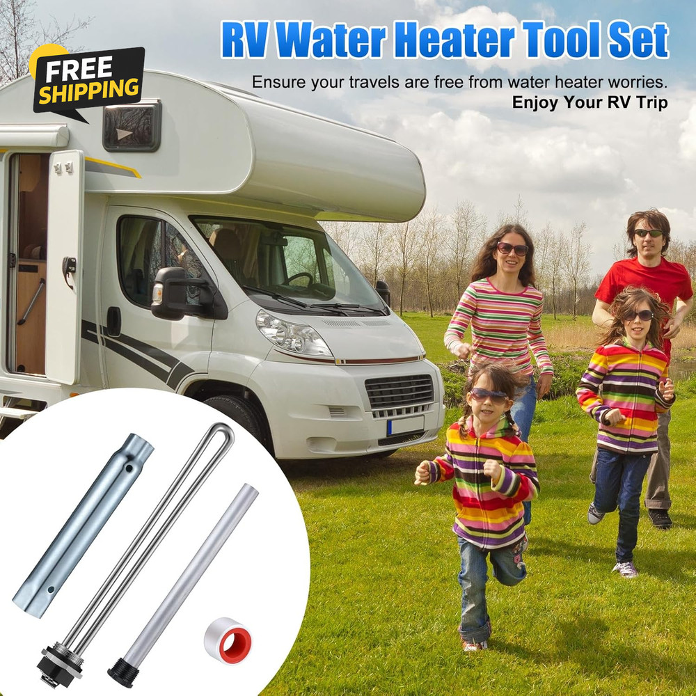 4 Pieces RV Water Heater Elements Include 1 Anode Rod 1 Electric Heater Element
