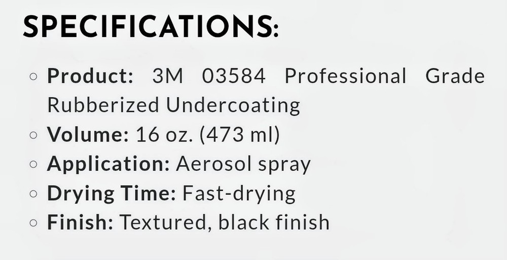 3m Premium Auto Professional Grade Rubbized Undercoating Spray