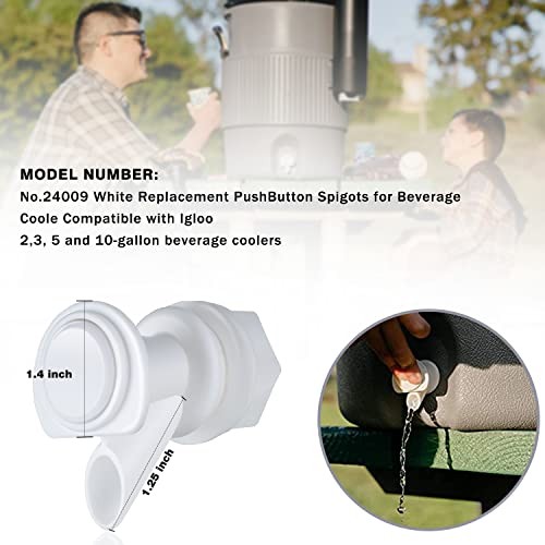 Upgrade Push-Button Cooler Spigot Replacement, Compatible with Igloo White-3PC