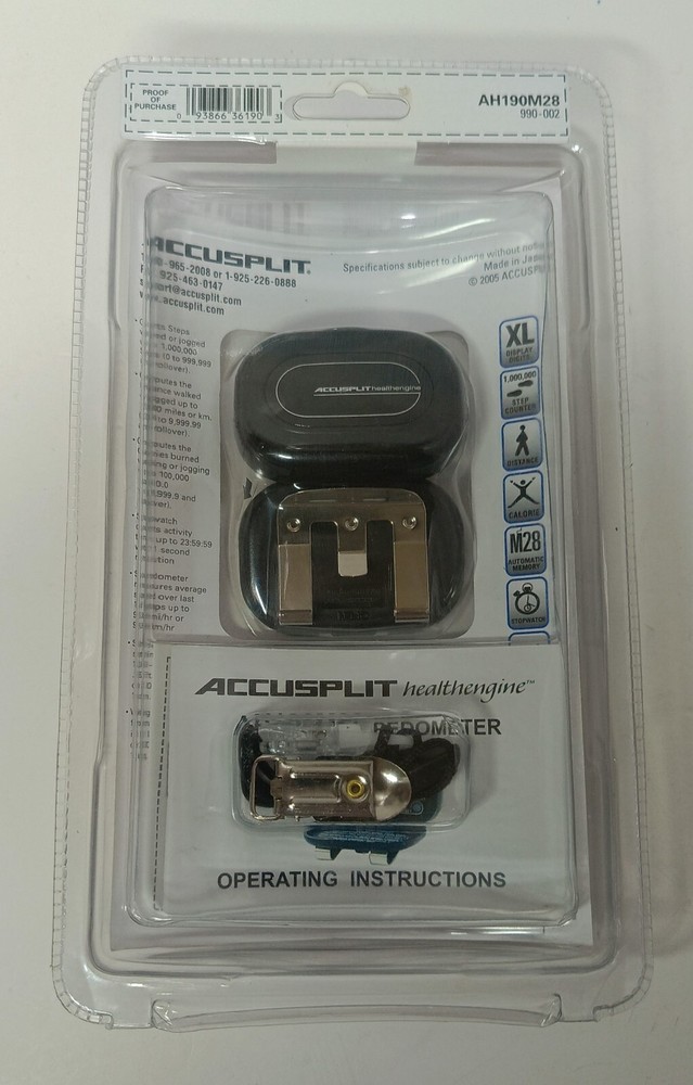 ACCUSPLIT Pedometer Health Engine AH190M28 Step Counter with Auto-Activity Timer