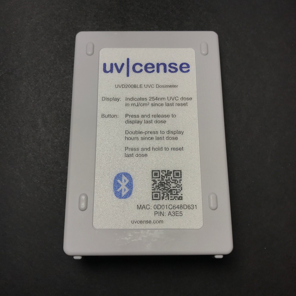 UVSENSE UVD200BLE UVC Dosimeter UV SENSE Bluetooth Sterization Testing