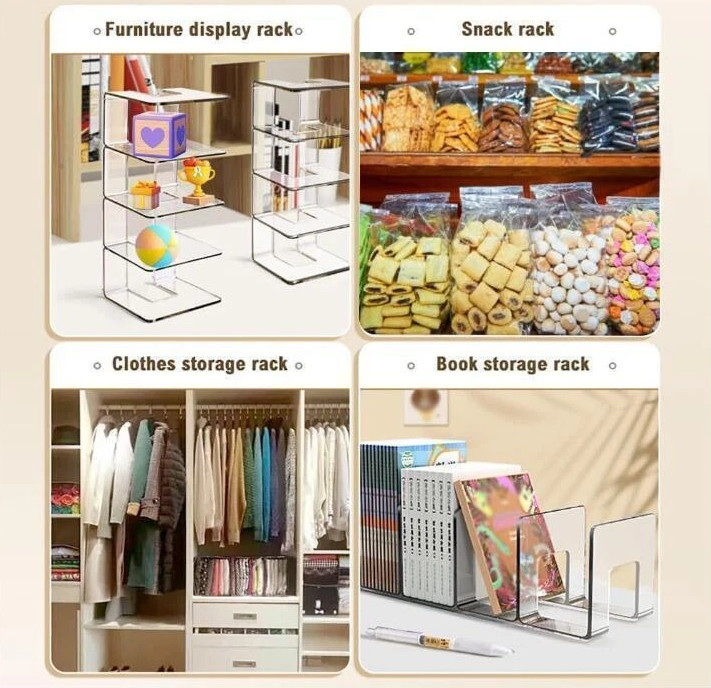 Desktop Acrylic File Organizer with 4 Compartments,Invisible Floating Bookshelf