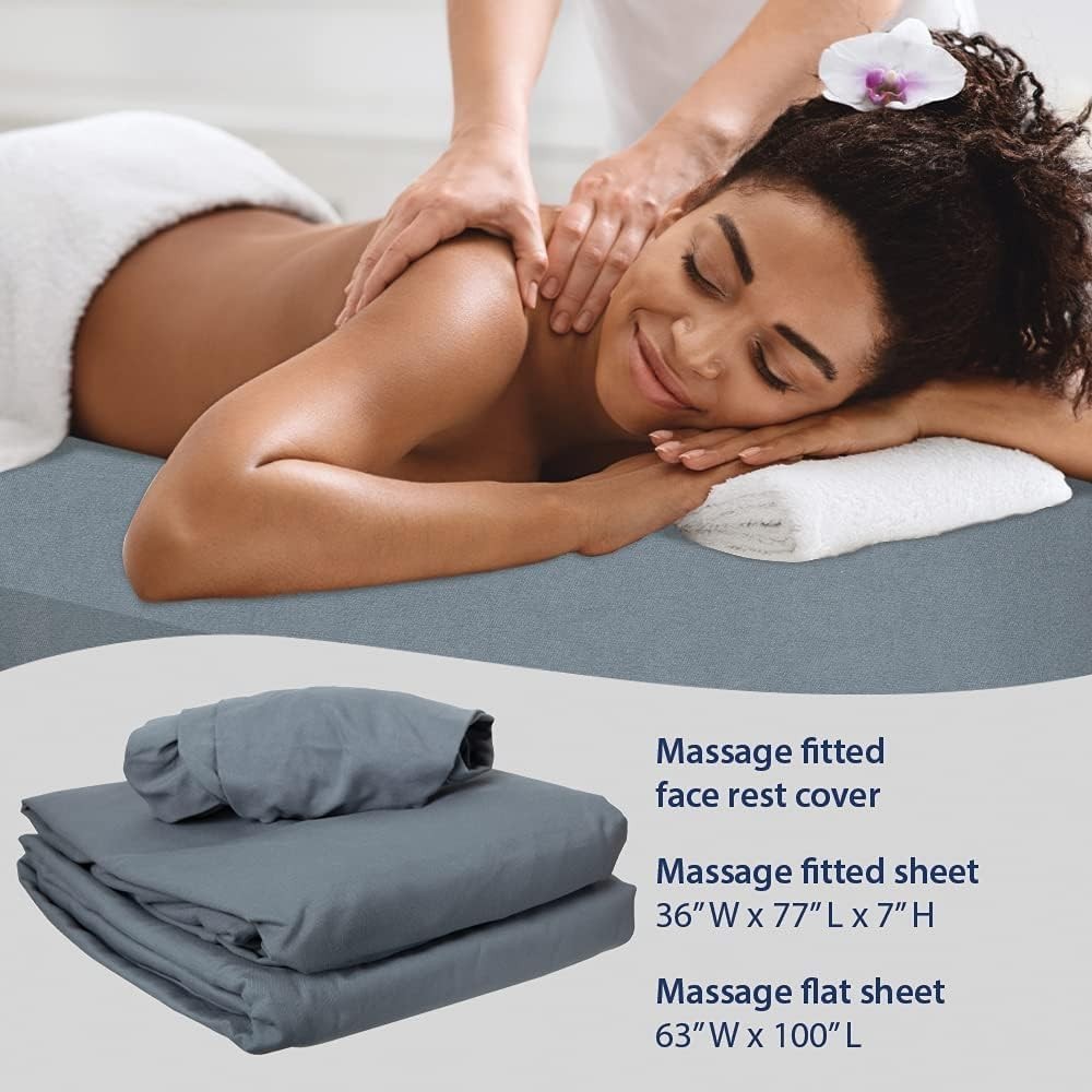 Microfiber 3-Piece Massage Sheet Set, Cool Grey, Ultra-Light, Stain, and Wrin...