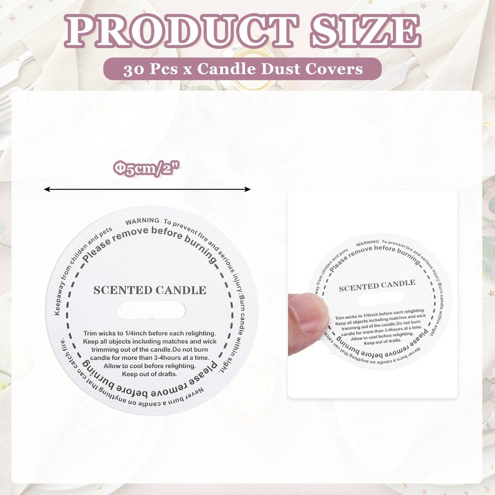 30 Pcs Candle Dust Covers, 5cm/2" Letter Pattern Candles Drip Protectors