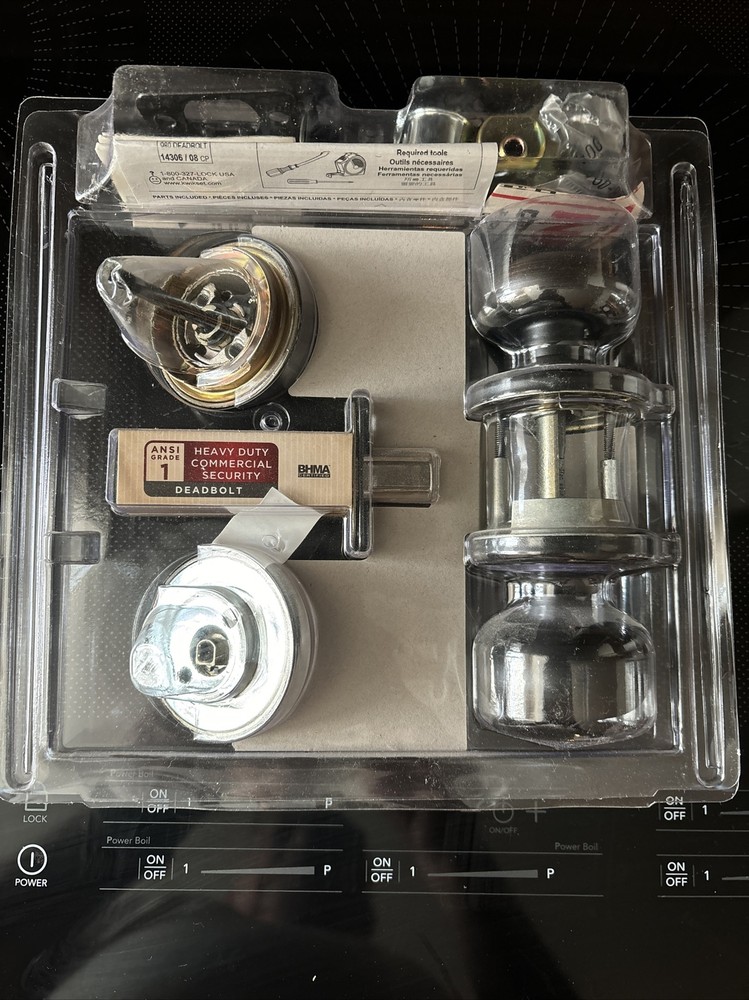 Door Lock Deadbolt Key On One Side Reversible Lever SmartKey Combo Set Bronze