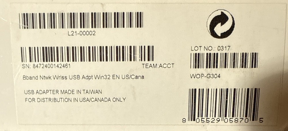 Microsoft (MN-510) Wireless-B USB Broadband Networking Adapter SEALED