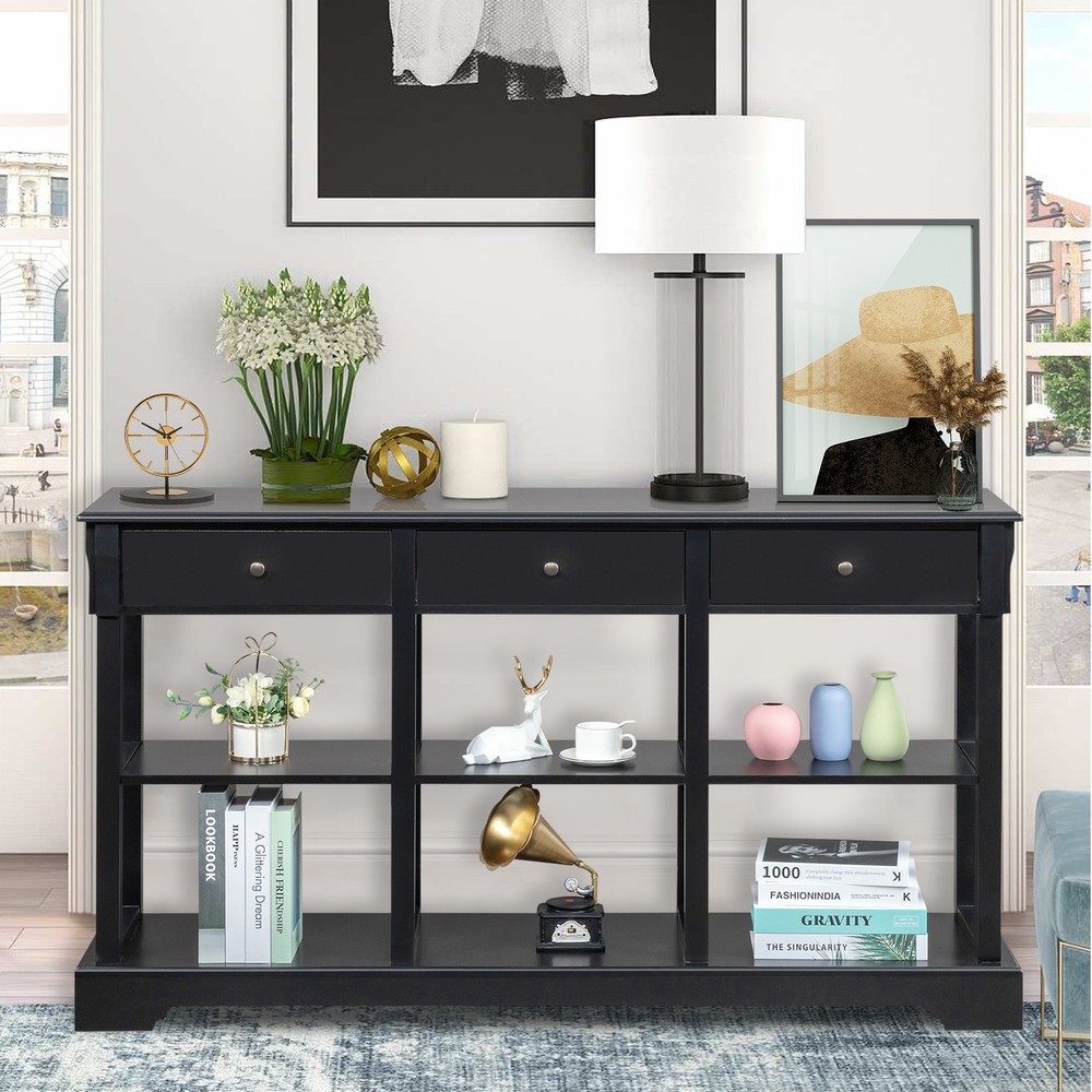 Console Sofa Table with Ample Storage, Retro Kitchen Buffet Cabinet Sideboard
