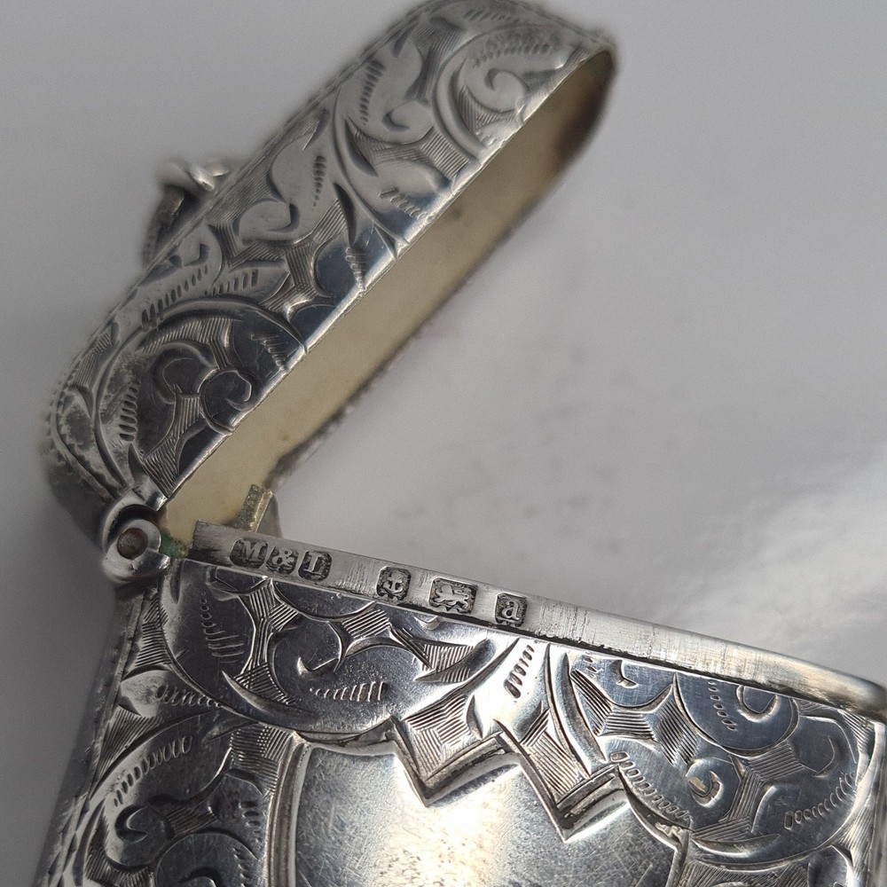 Victorian Sterling Silver Vesta Case Birmingham 1900 019B