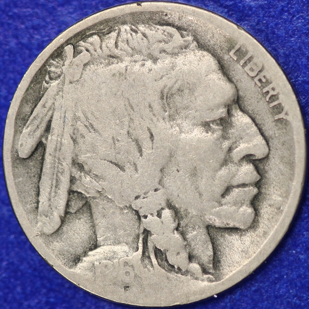 1916 -S Buffalo Nickel 5c Cent Good GD Condition