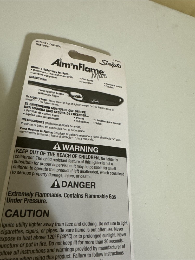 Scripto Aim N Flame Max Ez Light Black Lighter