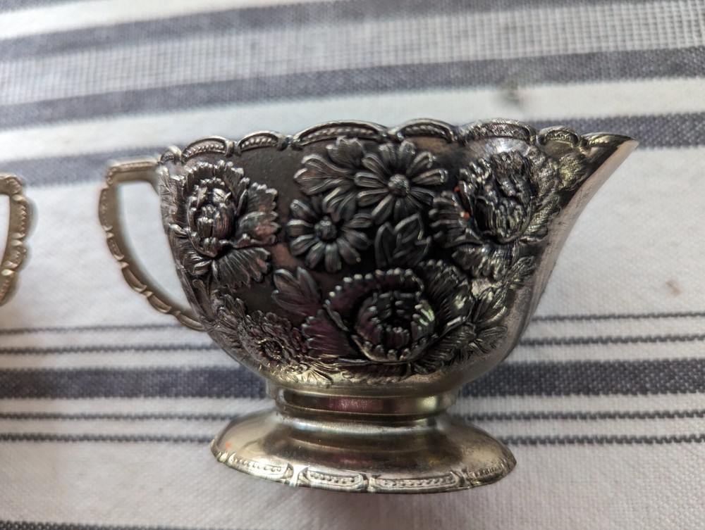 Vintage Silver Plated Cream and Sugar Teacups