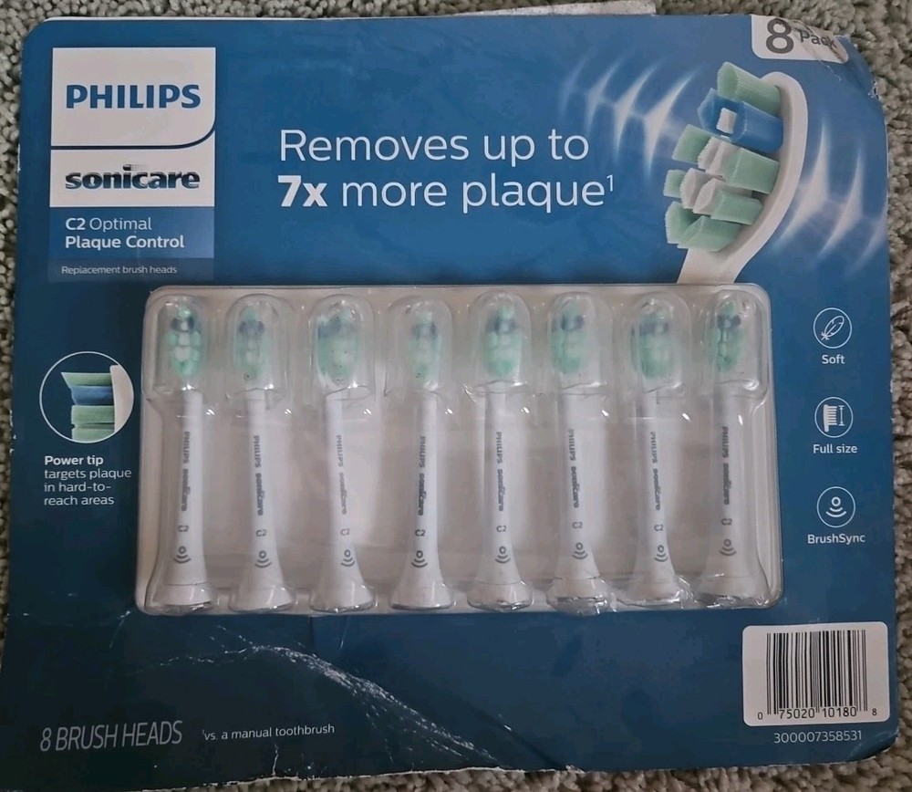 (8) Pack Philips Sonicare C2 Optimal Plaque Control Replacement Tooth Brush Head