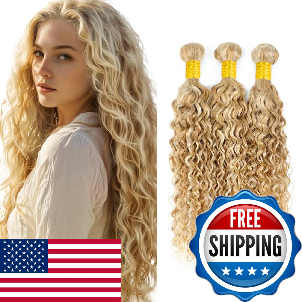 P27/613 Highlight Blonde Bundles Human Hair Water Wave Bundles 26 28 30 Inch Hon