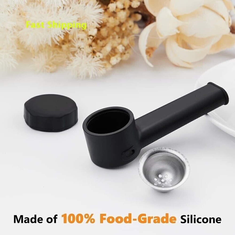 Silicone Pipe 4” with Cap and Stainless Steel Filter Black Replaceable 4PCS