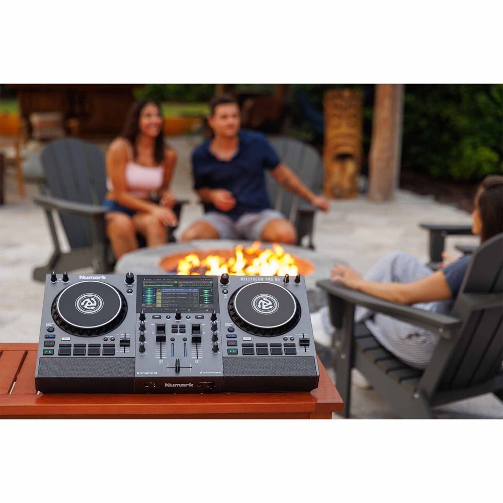 Numark MIXSTREAM PRO GO Streaming Battery Powered DJ Controller w Silver Case