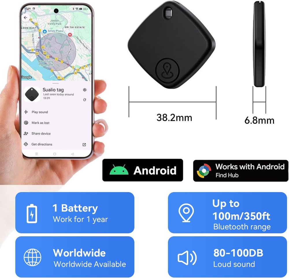 Air Tracker -4 Pack, 2026 New Bluetooth Tracker Tags, Android Tracker Tags Work