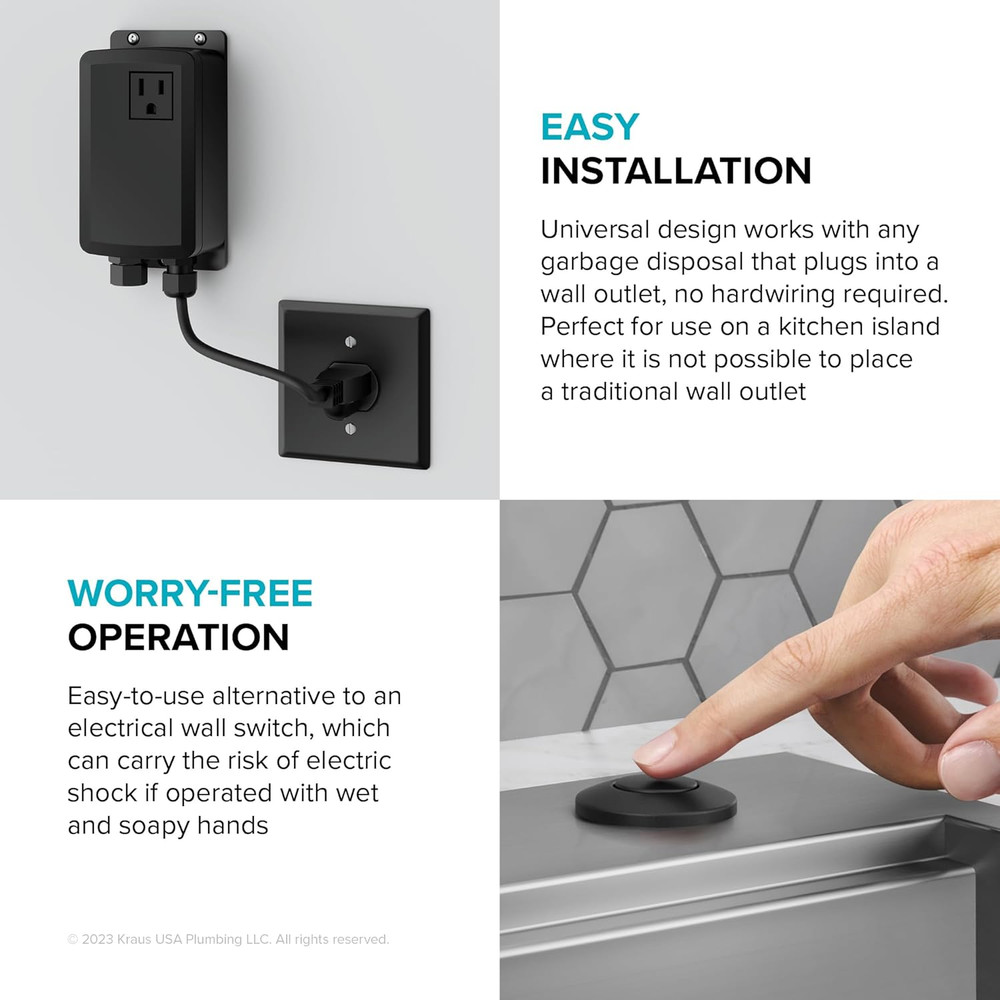 Matte Black Garbage Disposal Air Switch Kit with Push Button & Accessories