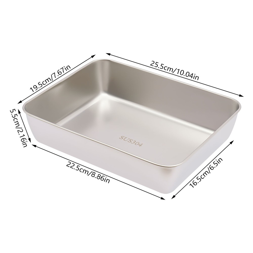 Lasagna Pan, Baking Roasting Tray, Rectangular Tray, SUS304 Stainless Steel Pan