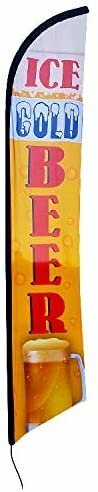 Ice Cold Beer Feather Banner Swooper Flag - NO WIND REQUIRED - Replacement...