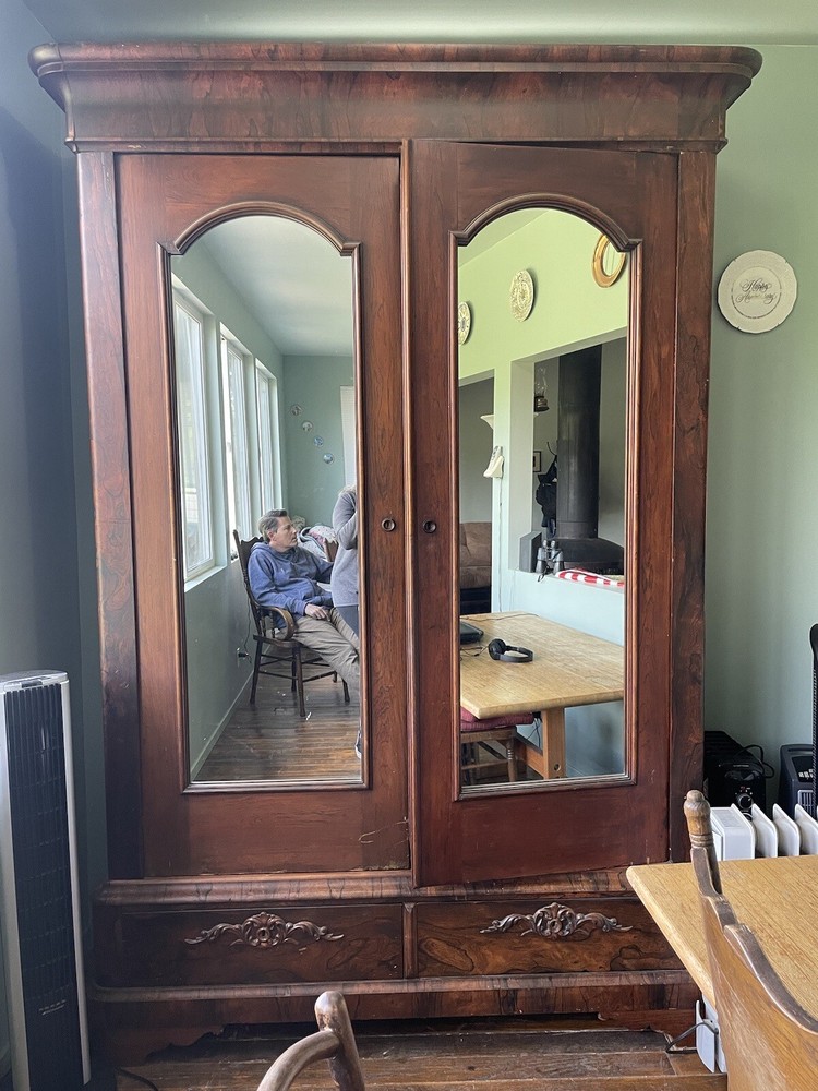 Large Walnut Wood Armoire Closet