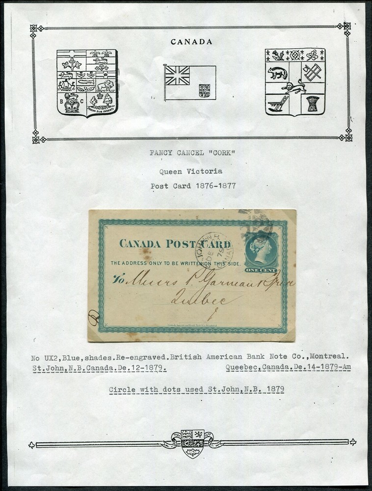CANADA FANCY CANCEL COLLECTION REMAINDER