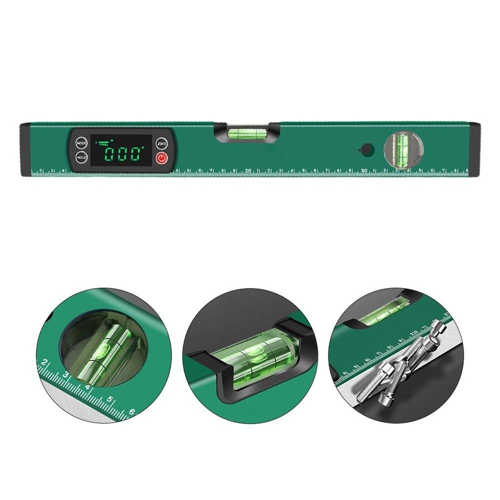 Aluminum Digital Protractor with Data Hold and Magnet Base for Secure Operation
