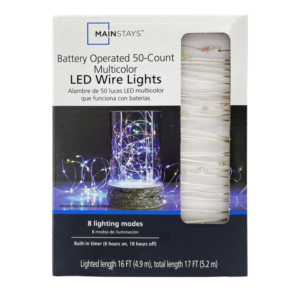 50-Count LED Multi-Color Wire Lights, with 8 Lighting Modes