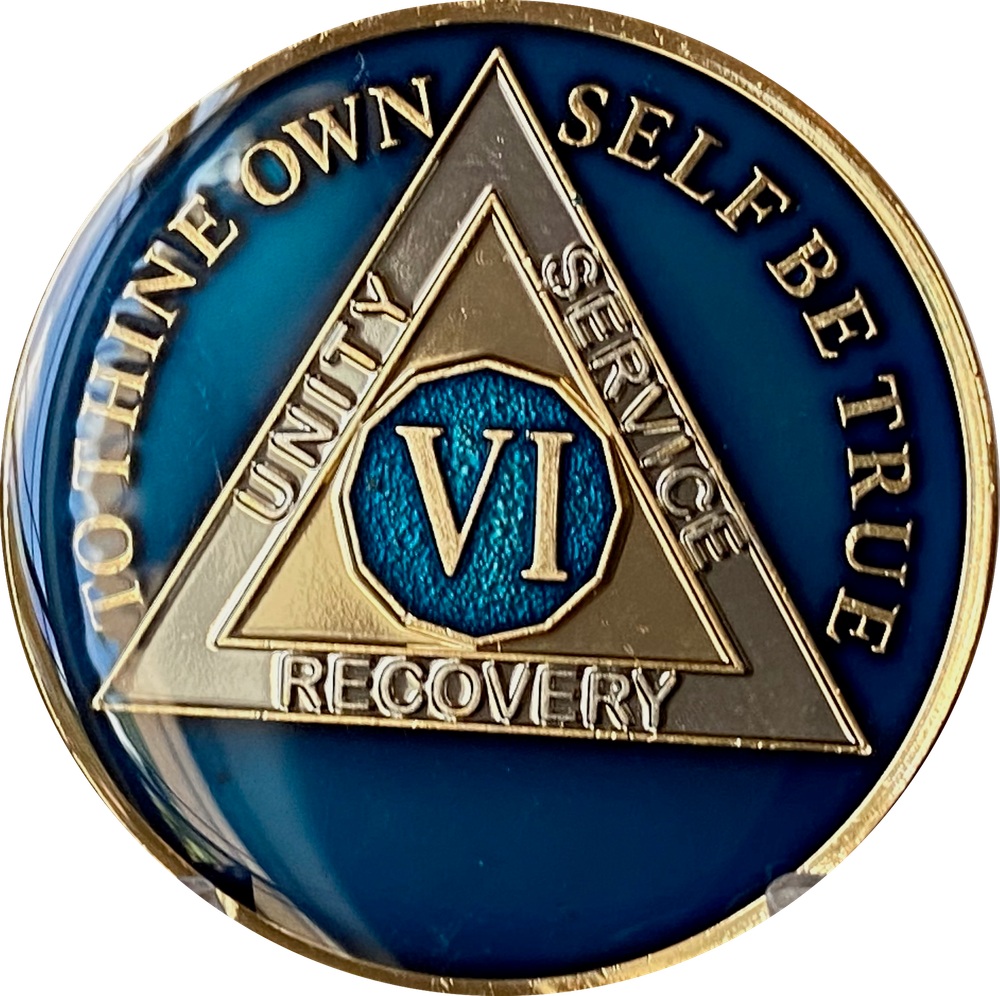 1 - 40 Year AA Medallion Midnight Blue Tri-Plate Sobriety Chip