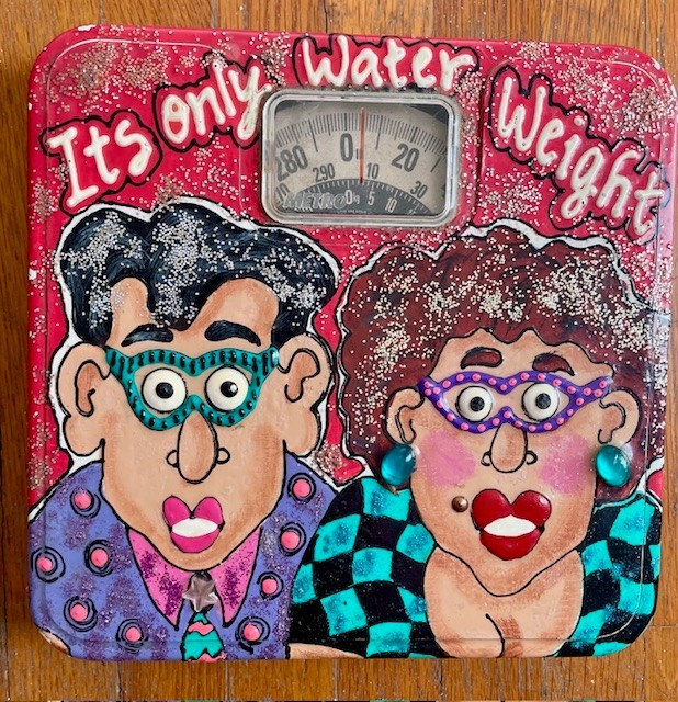 Handpainted Vintage Floor Scale Retro Bathroom Scale ~ FUNCTIONAL ART~ It Works!